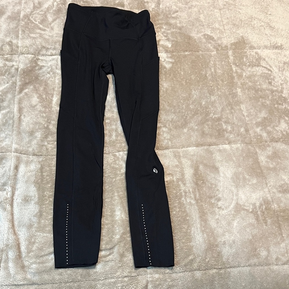 Lululemon Black Leggings with Ankle white dot accent
